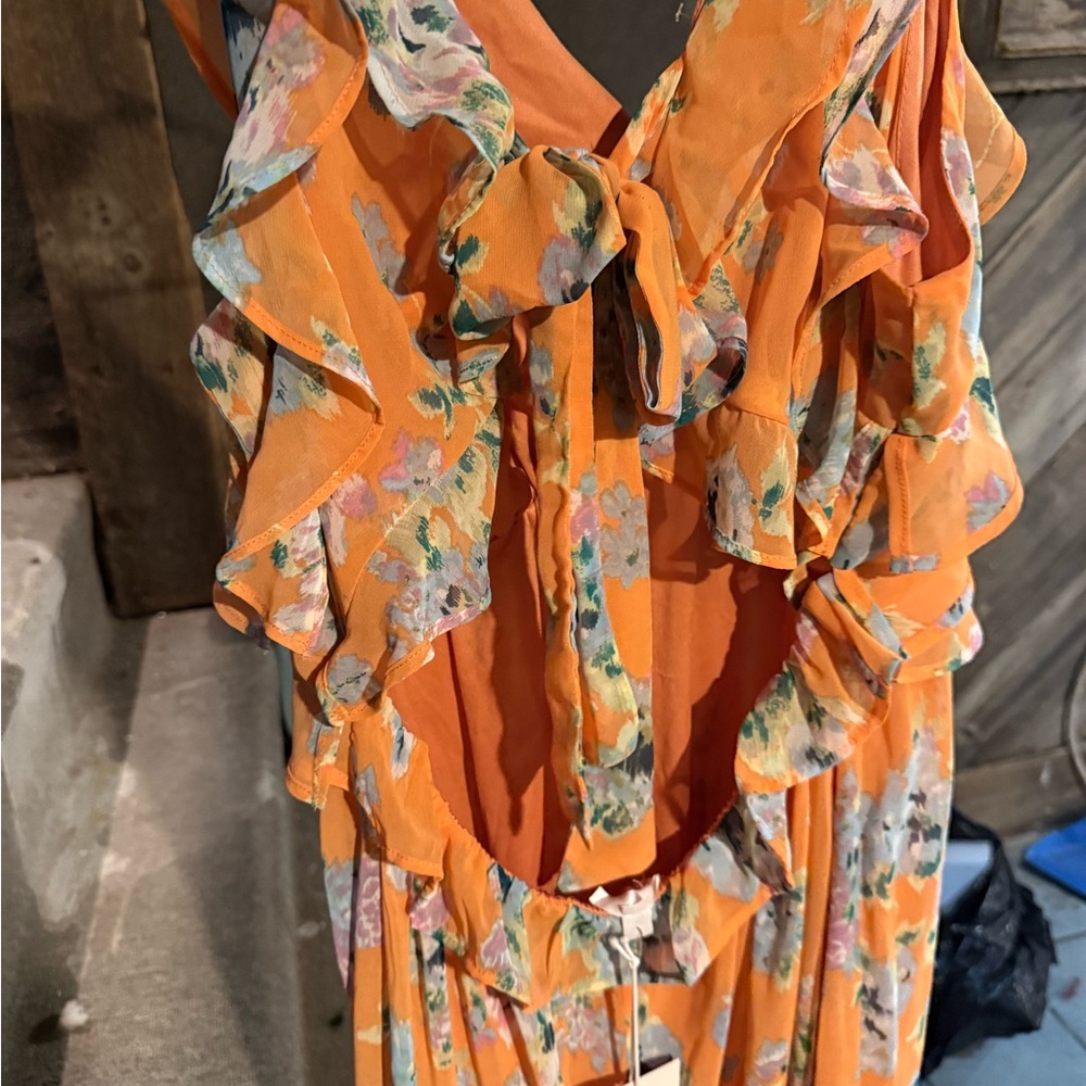 LC Lauren Conrad Orange Floral Dress